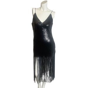 forever 21 sequin fringe dress Forever 21 Black Gold Metallic Sequin Mini Tube Party Dress Medium M